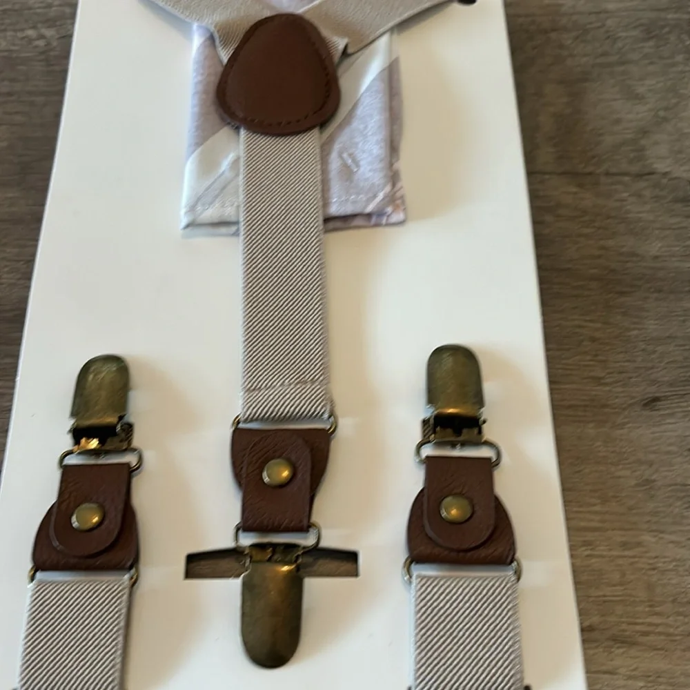 NWT Cat & Jack accessory set bow tie, suspenders and pocket square